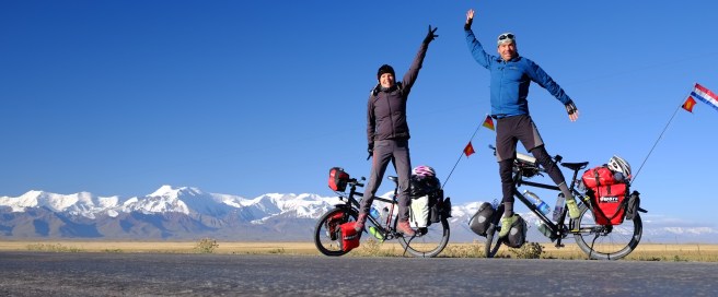 Photo session with Peak Lenin as a backdrop