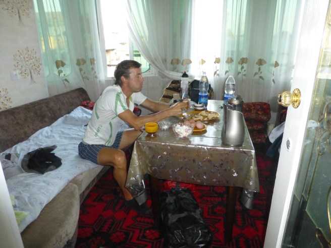 Our room at a hotel which took us an hour to find as they don't put up signs in Kyrgyzstan