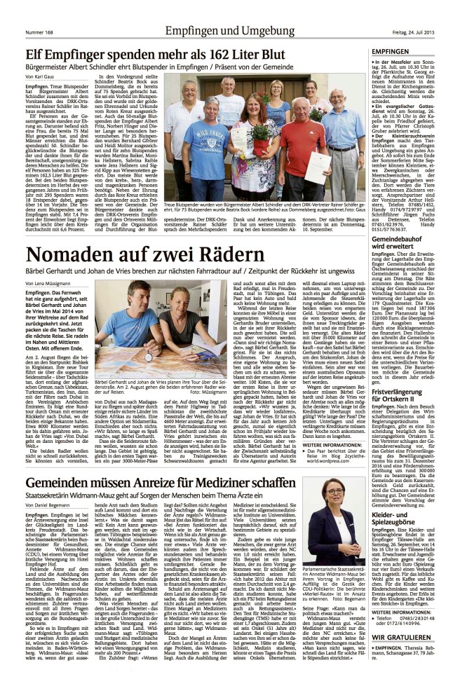 20150724_Schwarzwälder Bote_Empfingen_Radtour