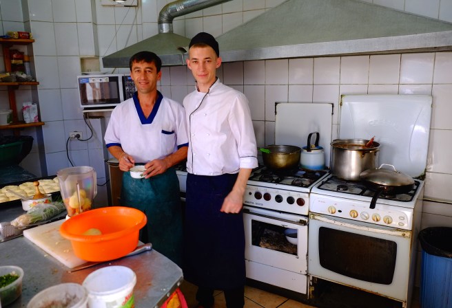 The same restaurant's cooks and kitchen - according to our travel guide the best place in town