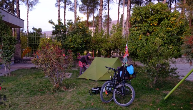 Our campsite at the hotel garden