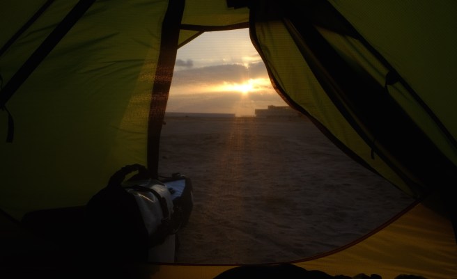 First glance out of the tent checking the weather