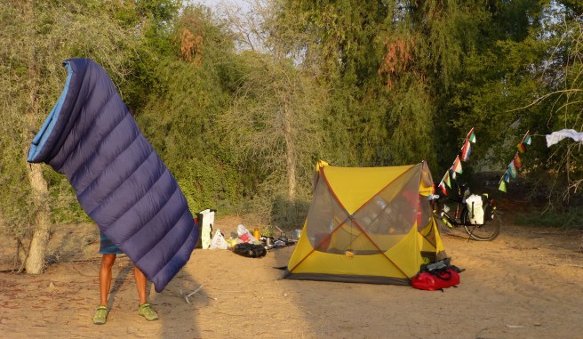 Pitching the tent one last time before the border