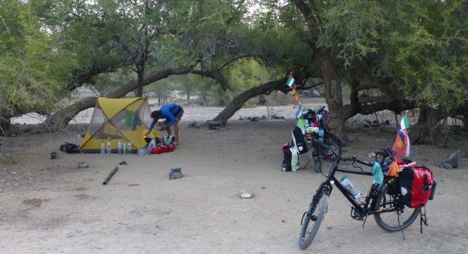 Breaking up camp next to the border