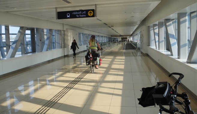 Cycling through a metro station instead of crossing a major highway