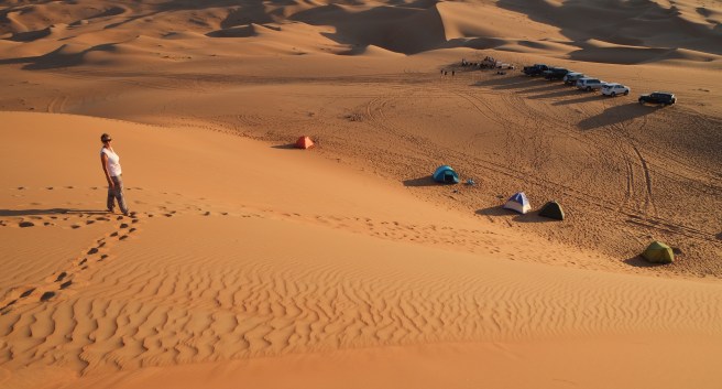 Our camp seen from the top of a dune