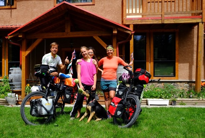 With our Warm Shower host Sue and her daughter at Hinton, the last town right before the National Park 
